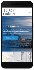 12CP Barristers website smart phone mock up