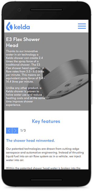 Kelda website smart phone mockup